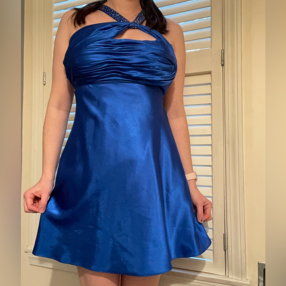 Elegant Blue Halter Dress